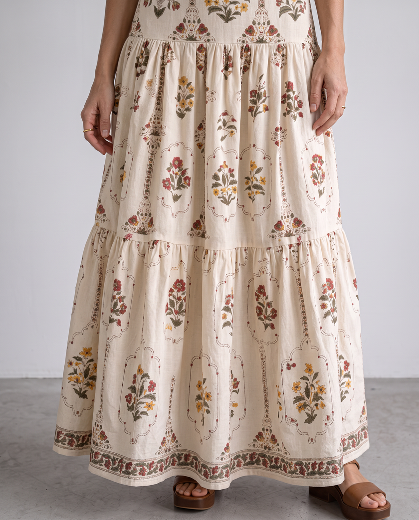 Wren Medallion Floral Tiered Maxi Dress