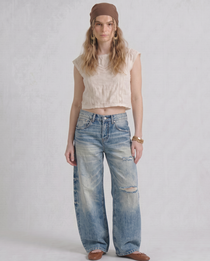 Rio Distressed Baggy Denim Jeans