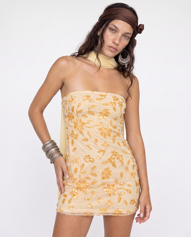 Wilhelmina Beaded Mini Dress