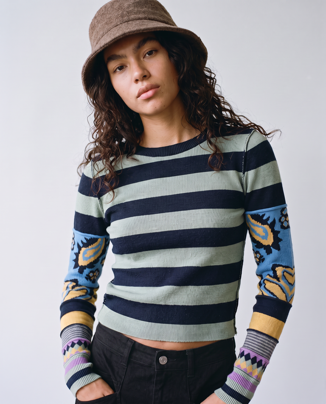 Marisol Colorblock Striped Patchwork Sweater