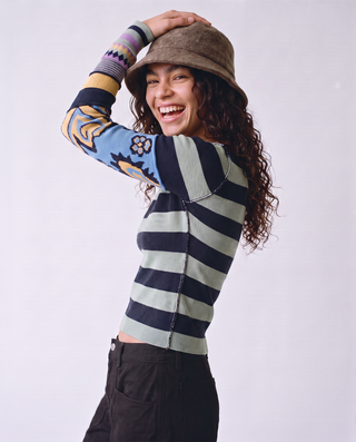 Marisol Colorblock Striped Patchwork Sweater
