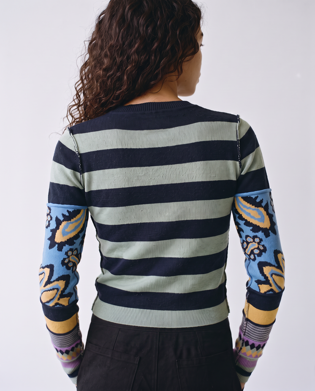 Marisol Colorblock Striped Patchwork Sweater