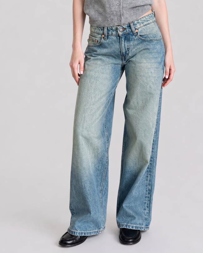 Dakota Washed Wide-Leg Jeans