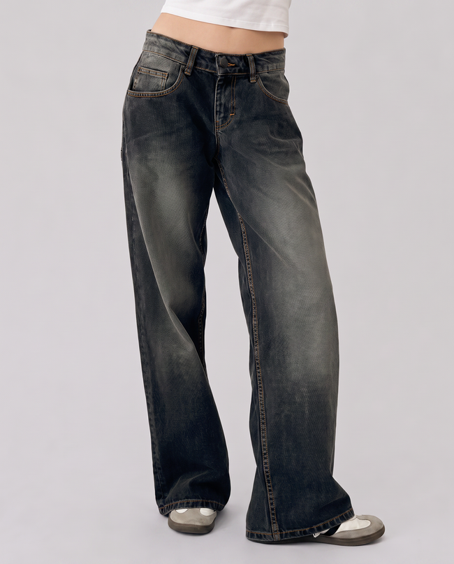 Dakota Washed Wide-Leg Jeans