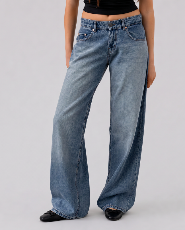Dakota Washed Wide-Leg Jeans