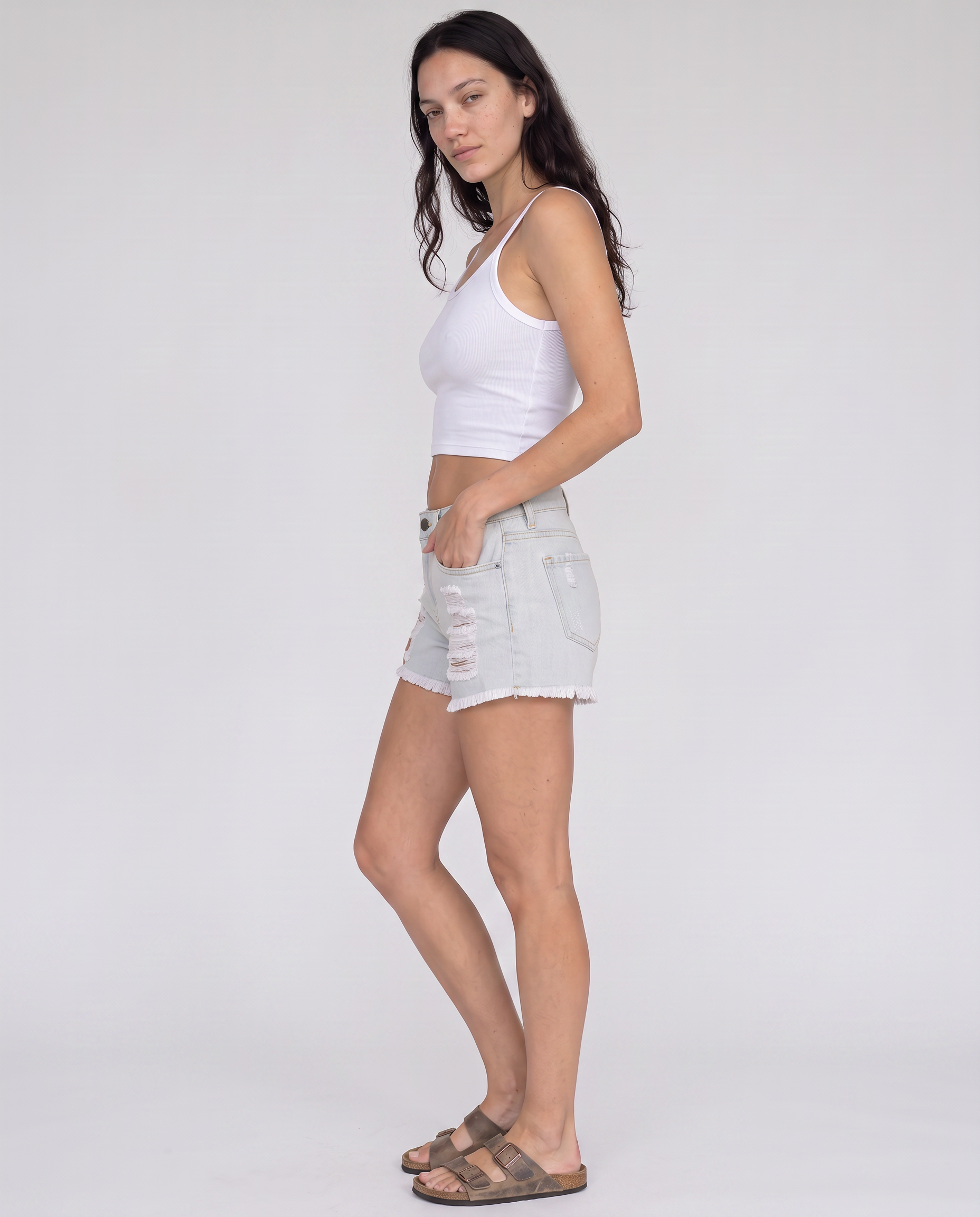 Reigna Distressed Denim Shorts