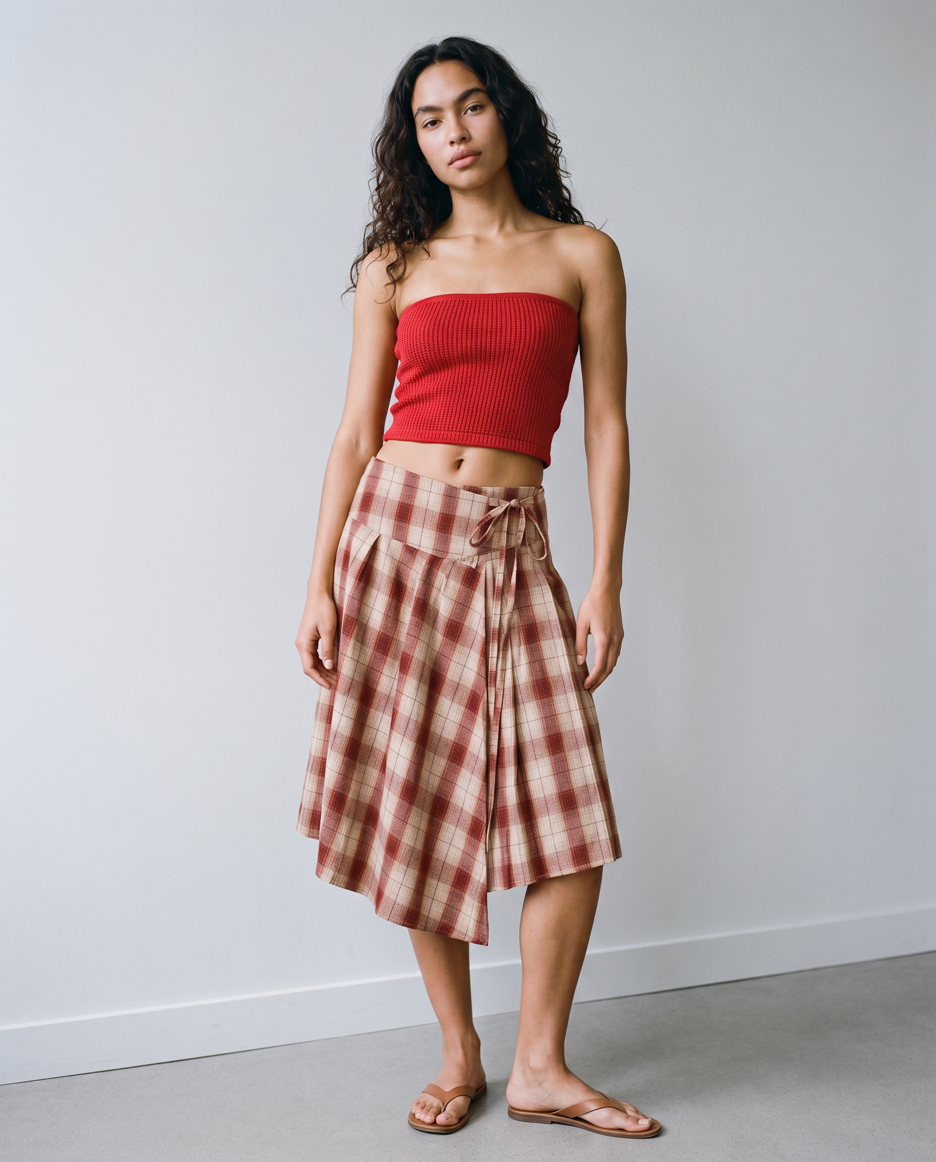 Winifred Plaid Wrap Midi Skirt