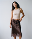 Blythe Satin Lace-Trim Skirt