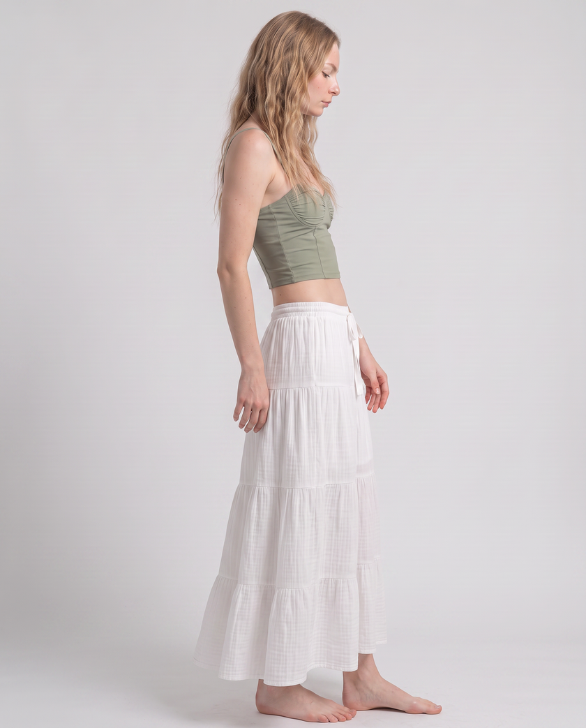Bridget Tiered Cotton Maxi Skirt