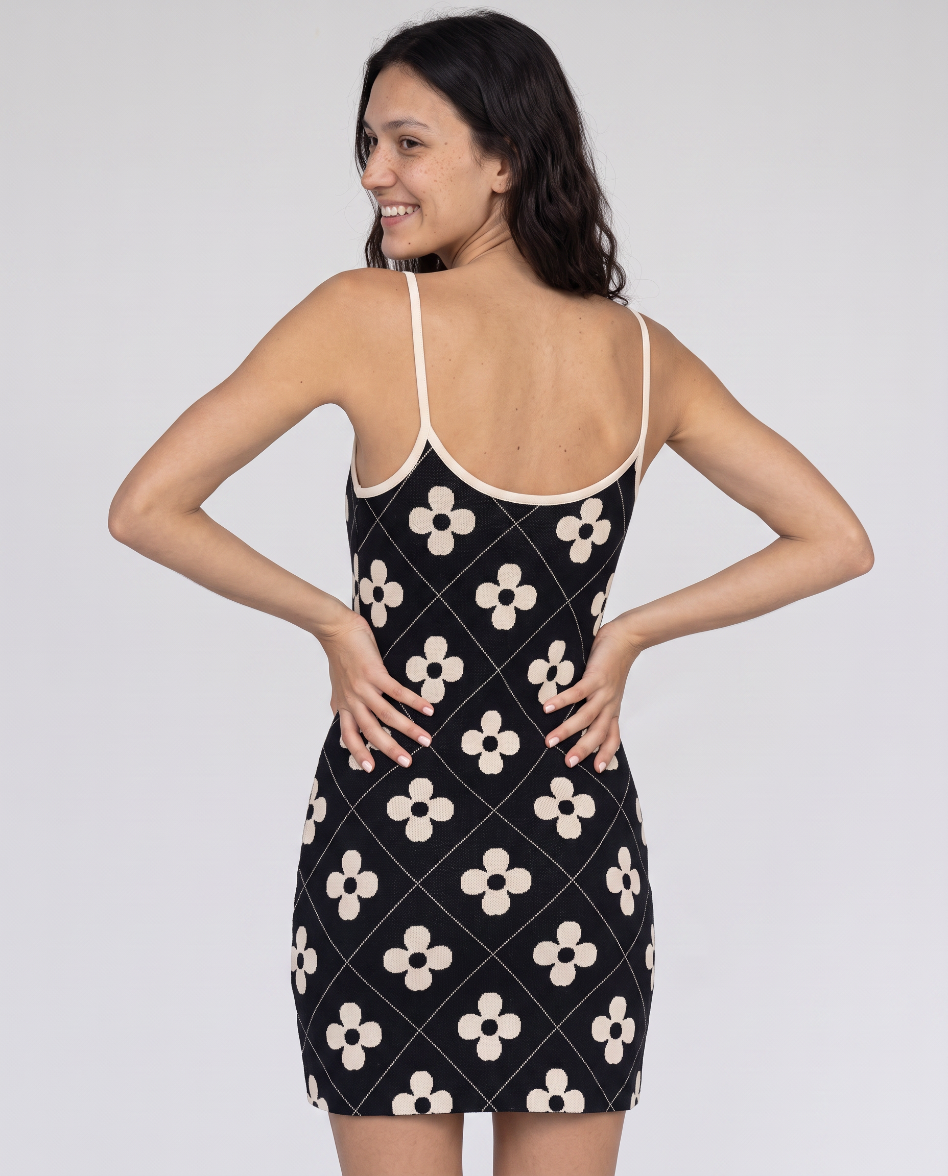 Remi Floral Diamond Knit Mini Dress