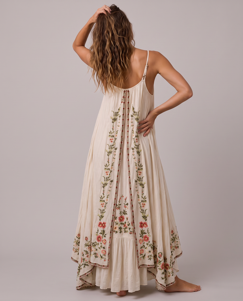 Seraphina Embroidered Trapeze Maxi Dress