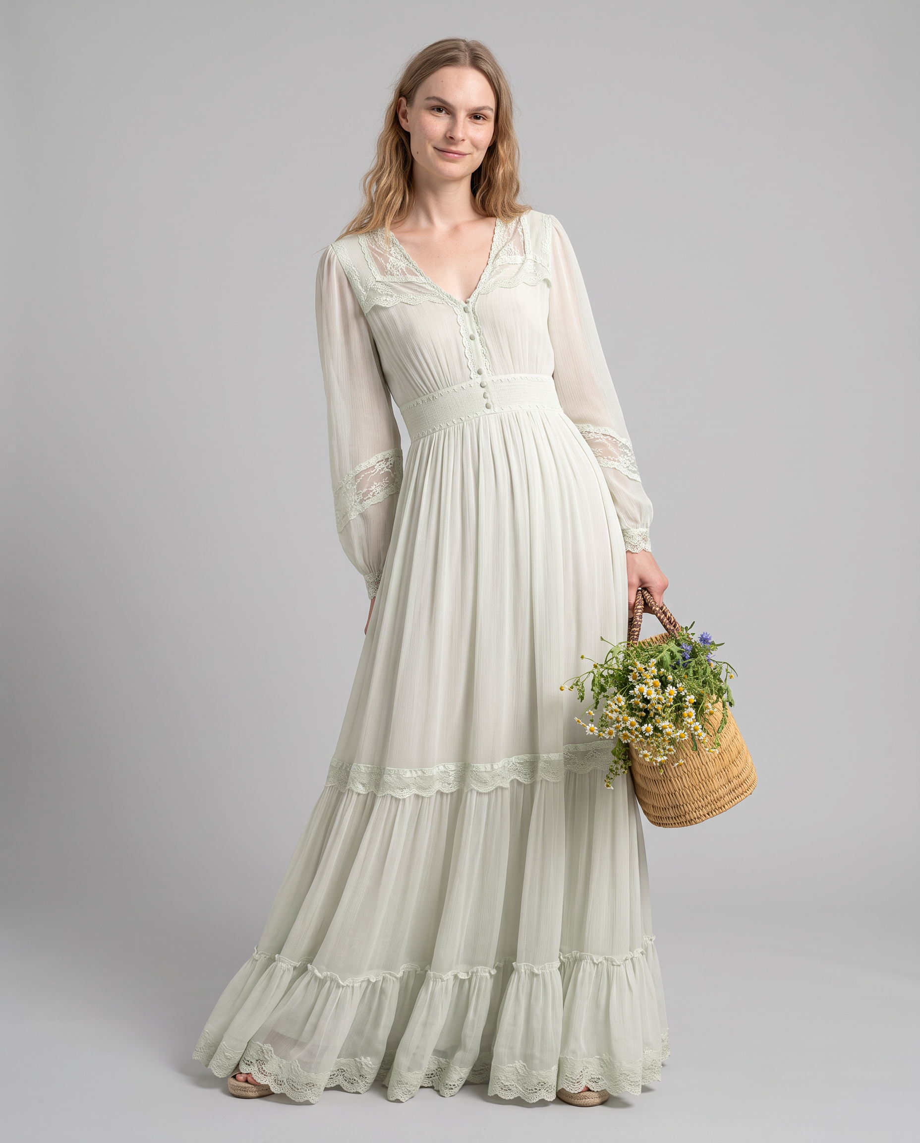 Willamae Lace Empire Maxi Dress
