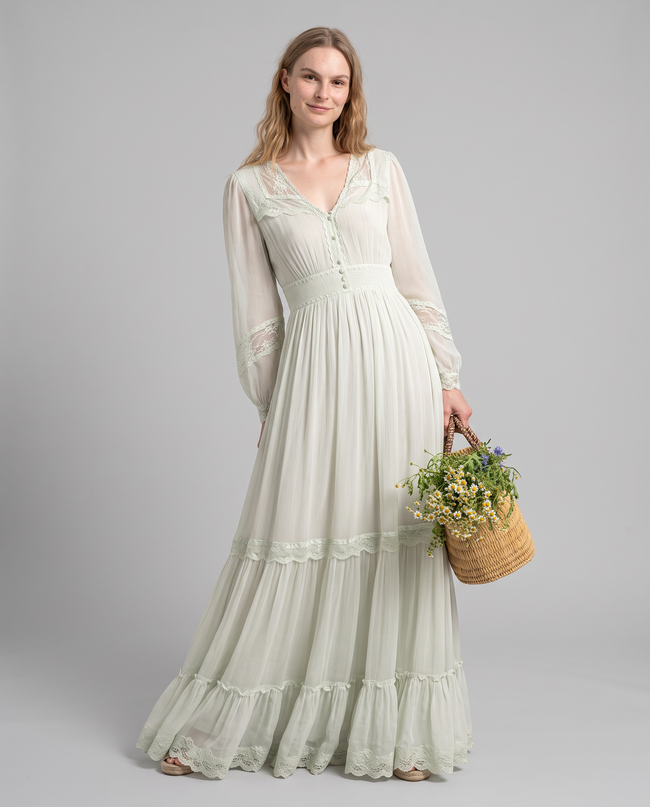 Willamae Lace Empire Maxi Dress