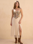 Josalind Tapestry Floral Lace-Up Corset Top