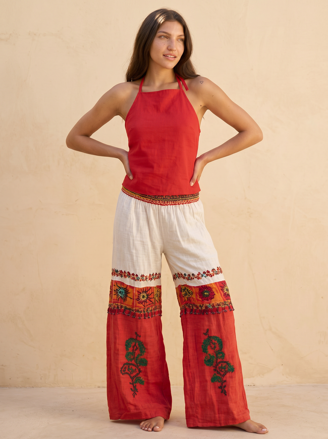 Amara Embroidered Palazzo Pants