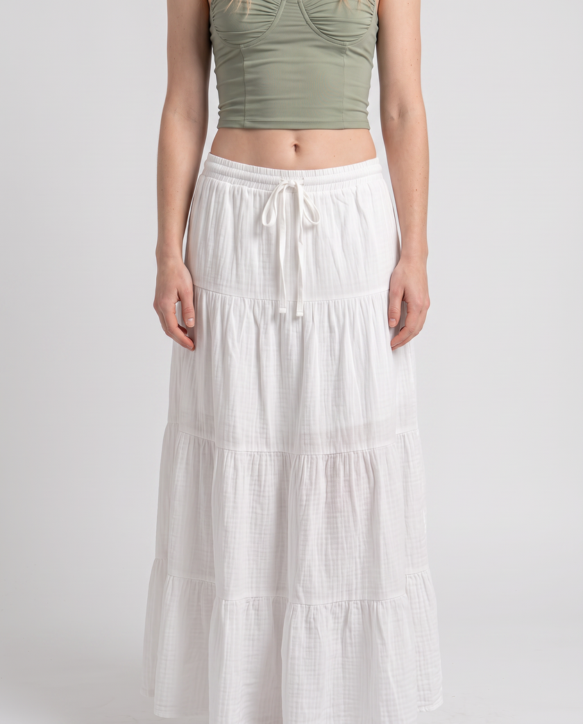 Bridget Tiered Cotton Maxi Skirt
