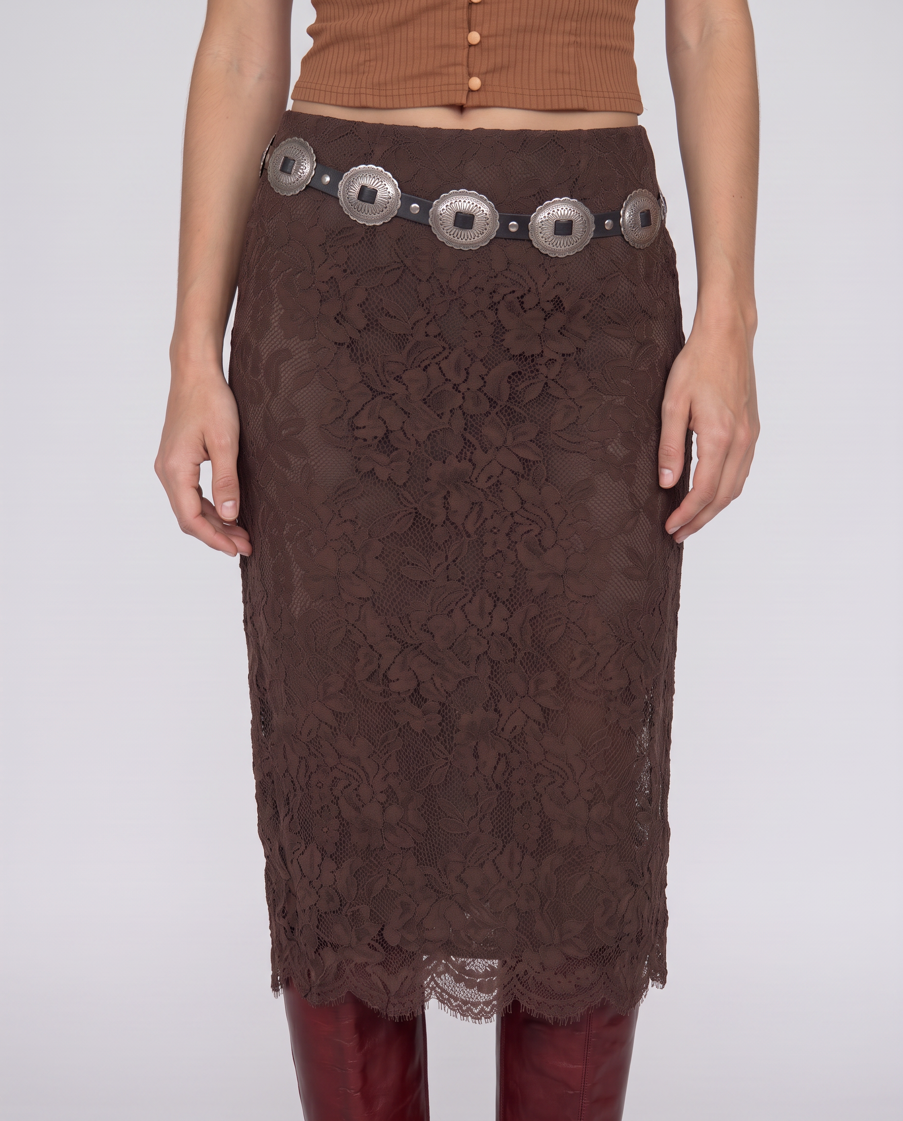 Isolde Lace Overlay Midi Skirt