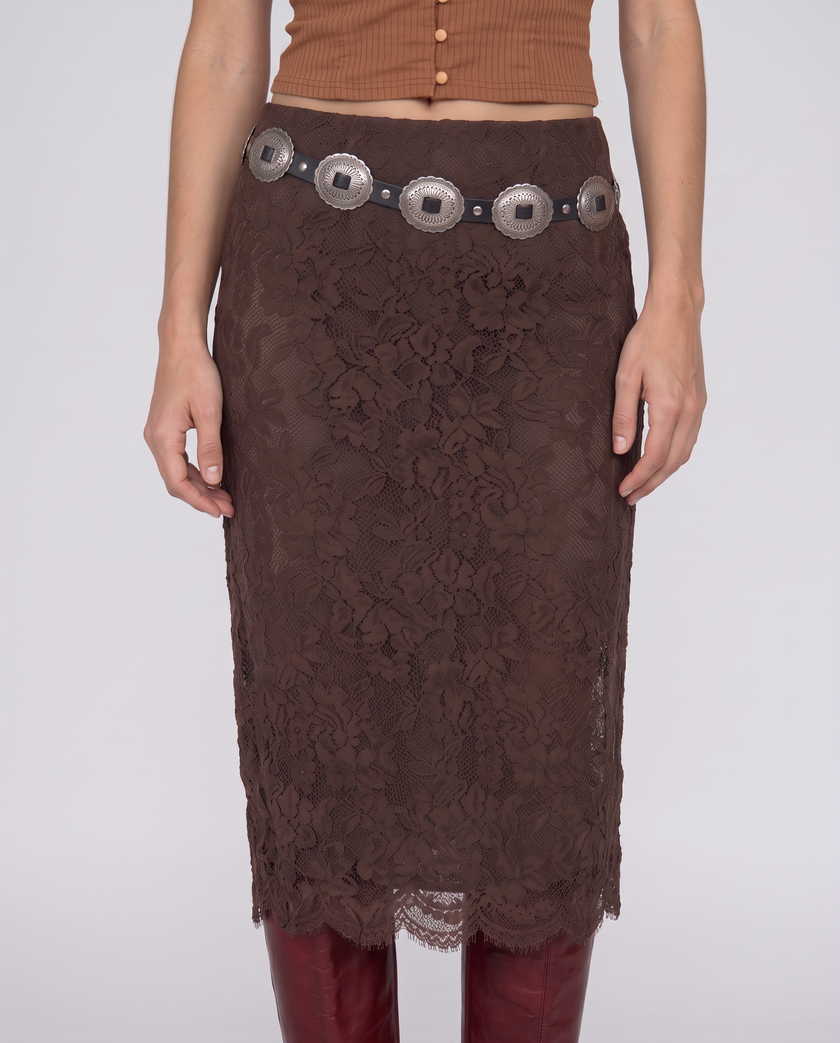 Isolde Lace Overlay Midi Skirt