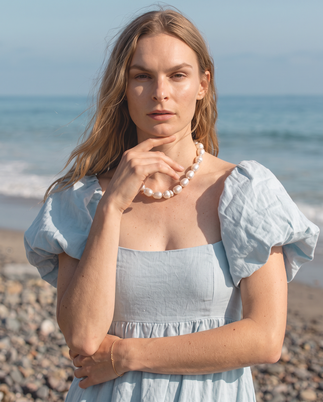 Bettina Puff-Sleeve Smocked Empire Maxi Dress