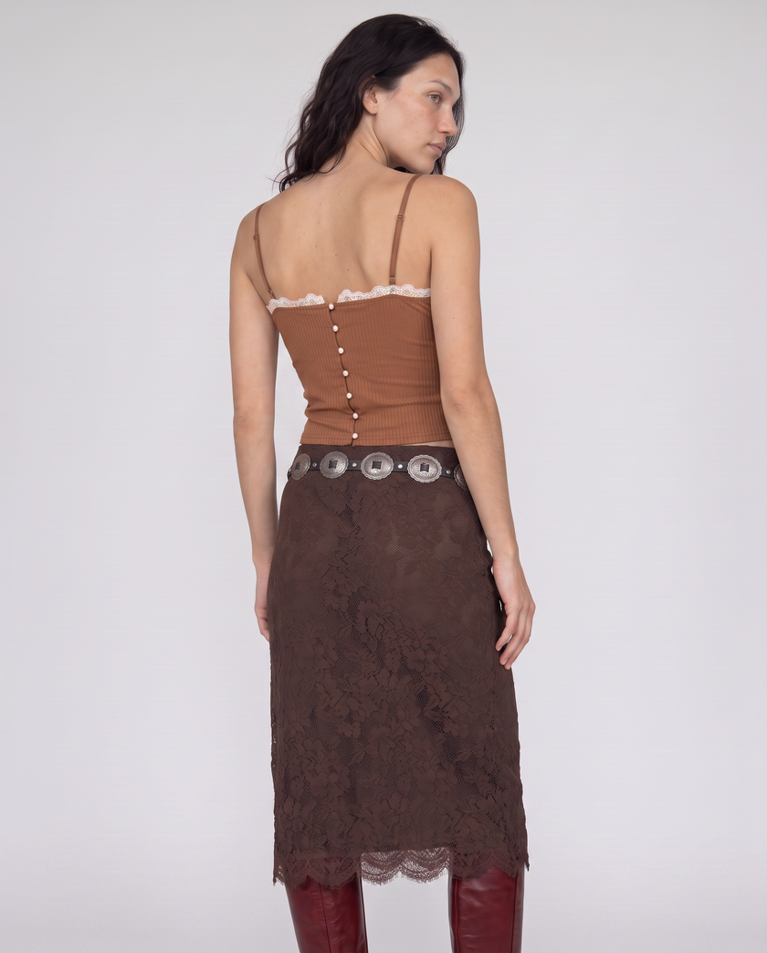 Isolde Lace Overlay Midi Skirt