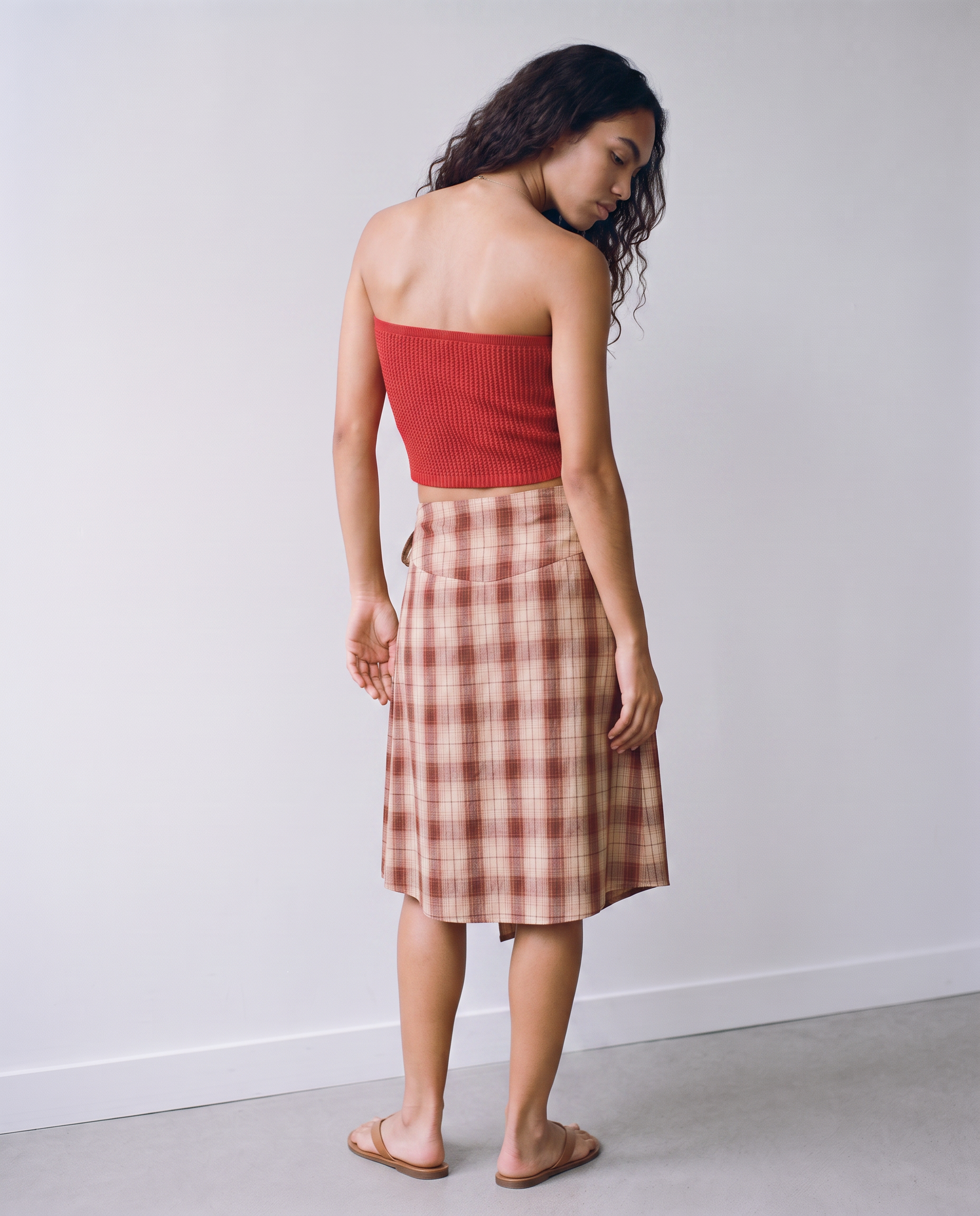 Winifred Plaid Wrap Midi Skirt