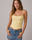 Odalys Floral Lace-Trim Corset Top