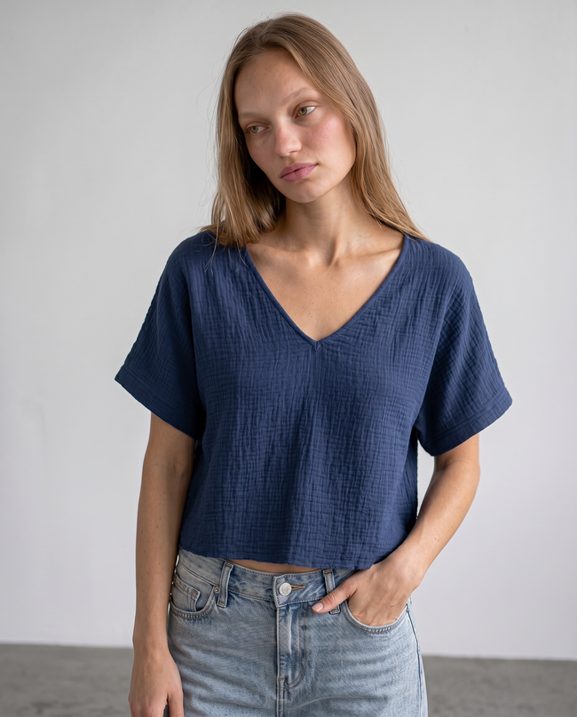 Wilhelmina Textured Crop Tee