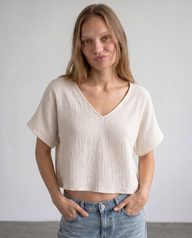 Wilhelmina Textured Crop Tee