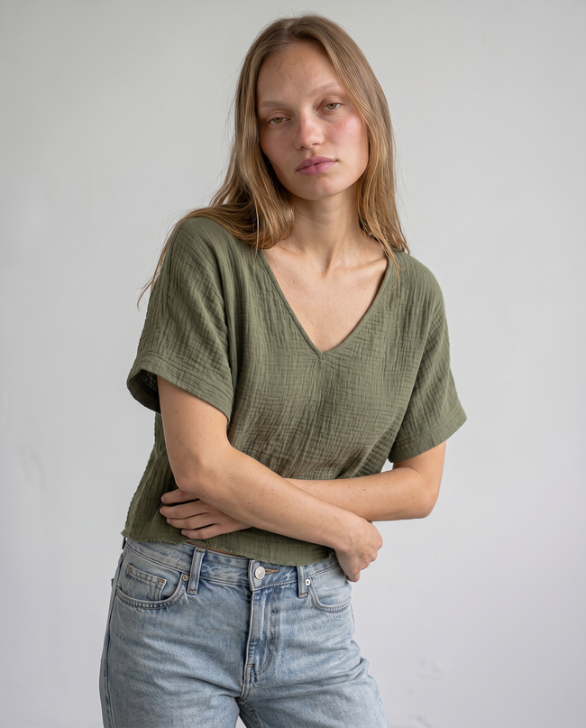 Wilhelmina Textured Crop Tee