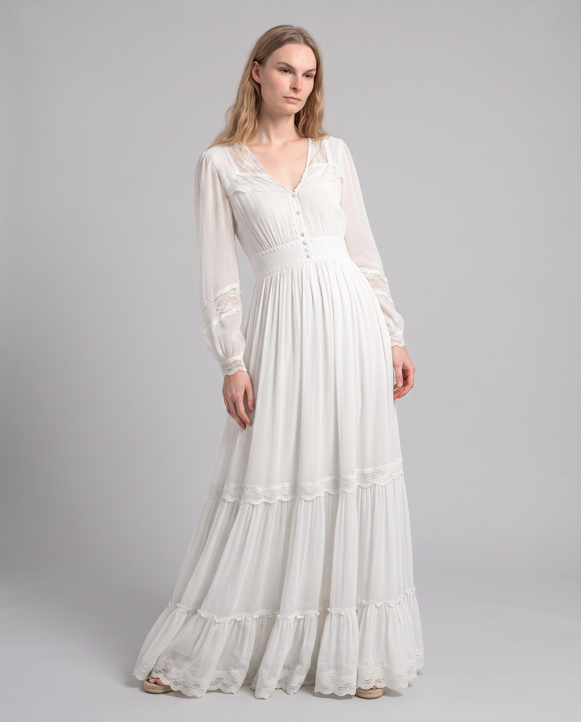 Willamae Lace Empire Maxi Dress