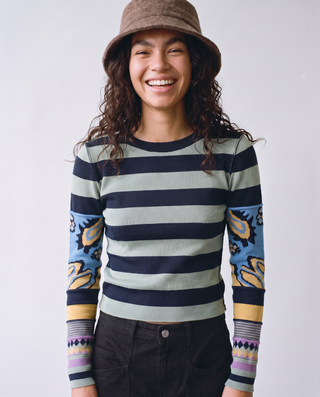 Marisol Colorblock Striped Patchwork Sweater