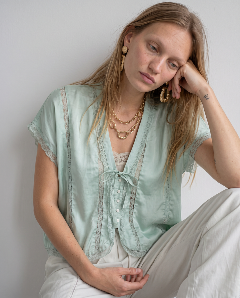 Marguerite Lace Trim Blouse