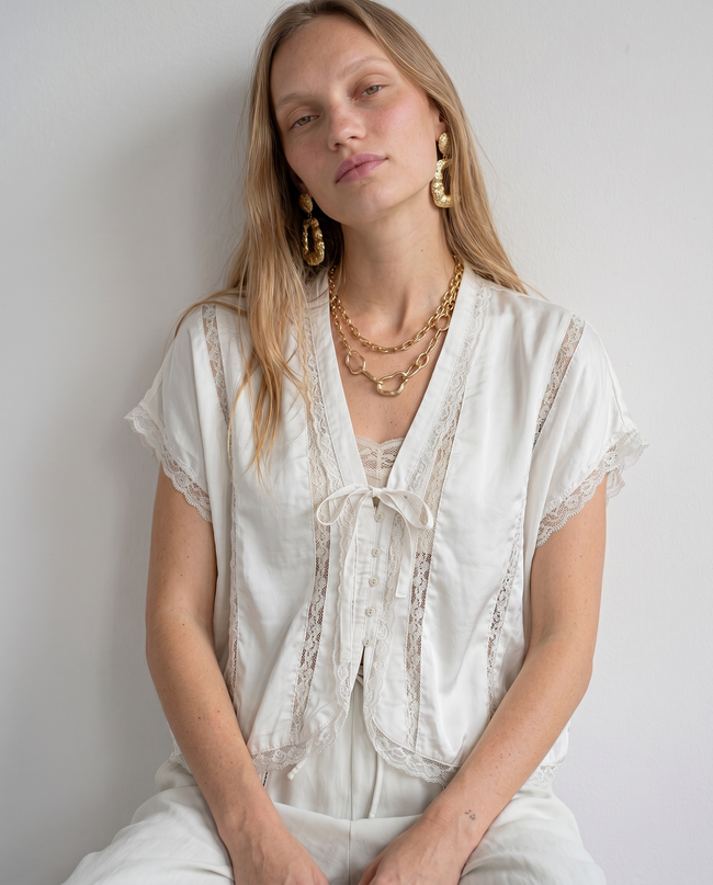 Marguerite Lace Trim Blouse