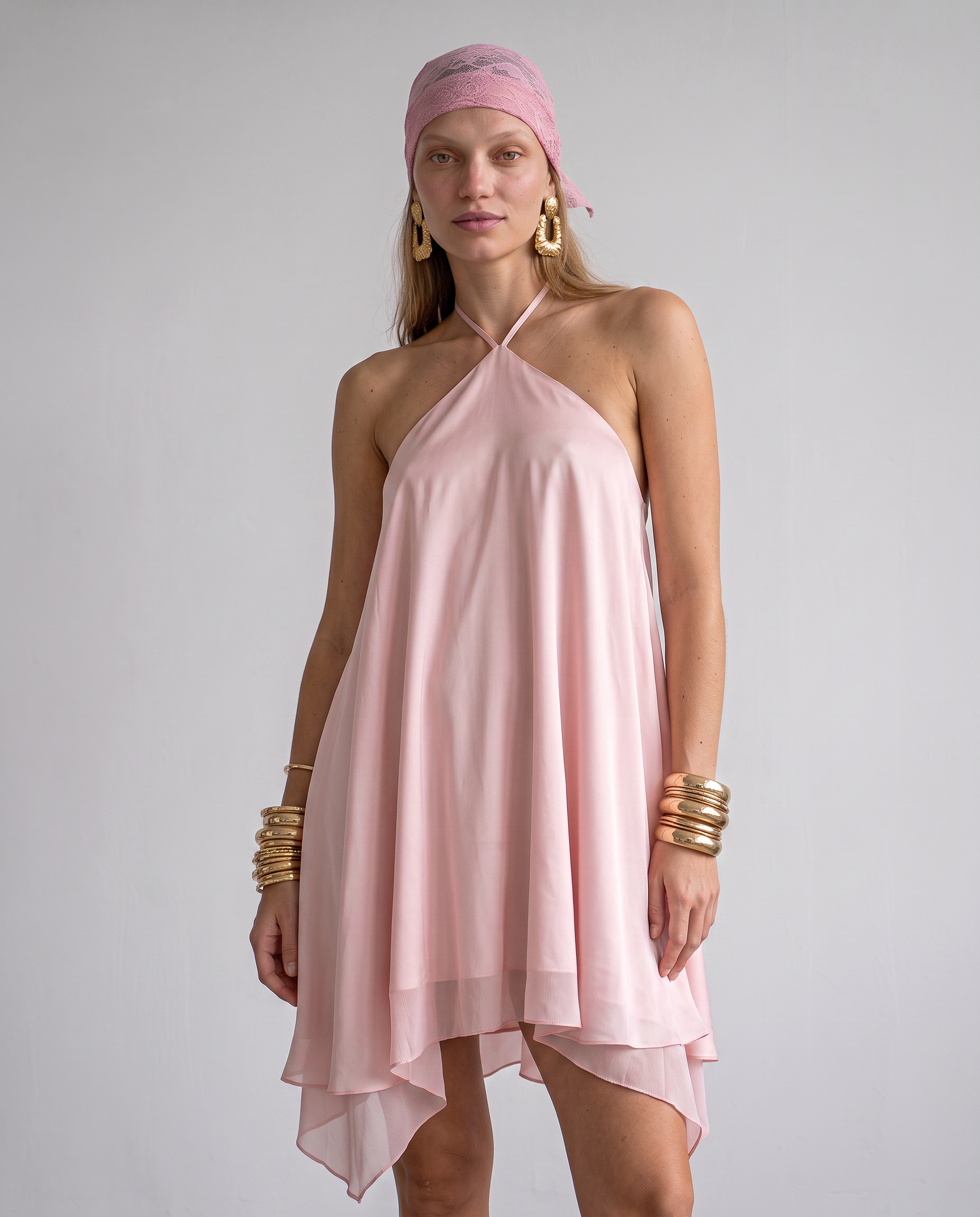 Everly Satin Halter Dress