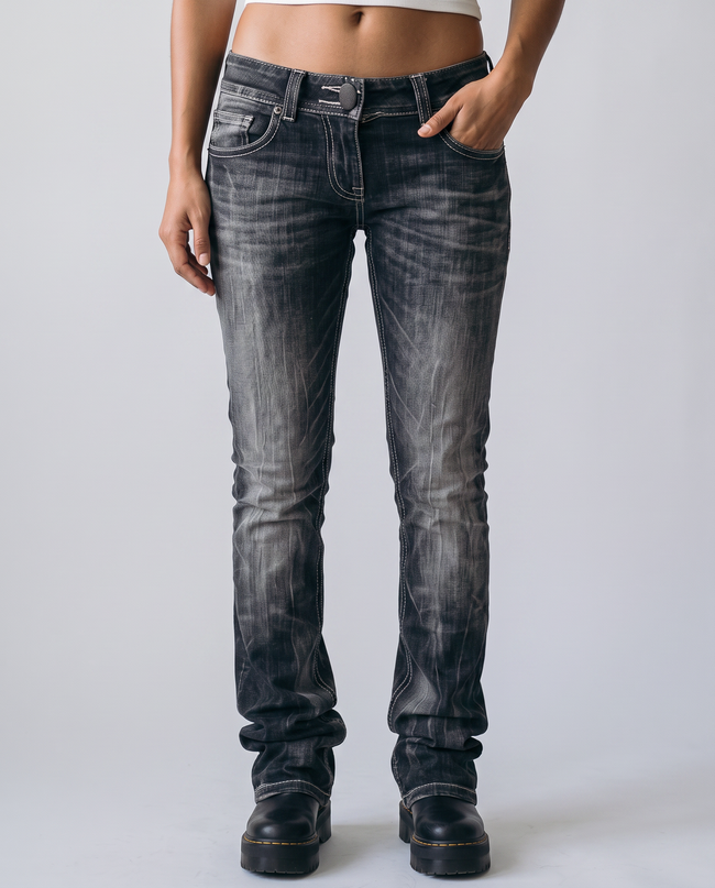 Clarissa Bootcut Ultra Low-Rise Denim Jeans