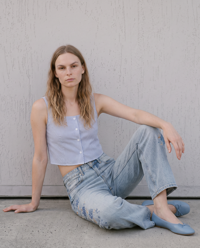 Marigold Embroidered Low-Rise Denim Jeans