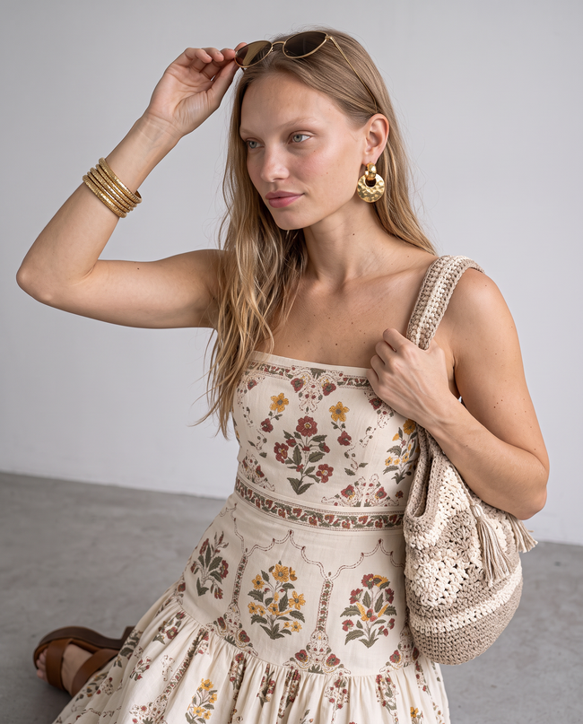 Wren Medallion Floral Tiered Maxi Dress