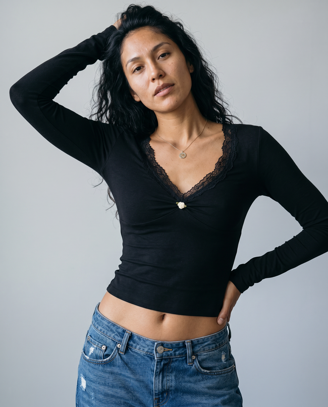 Lucienne Lace Trim Top
