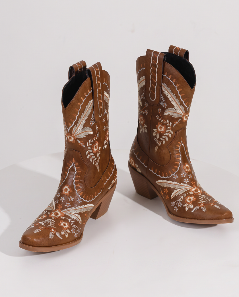 Rowan Floral Embroidered Western Boots