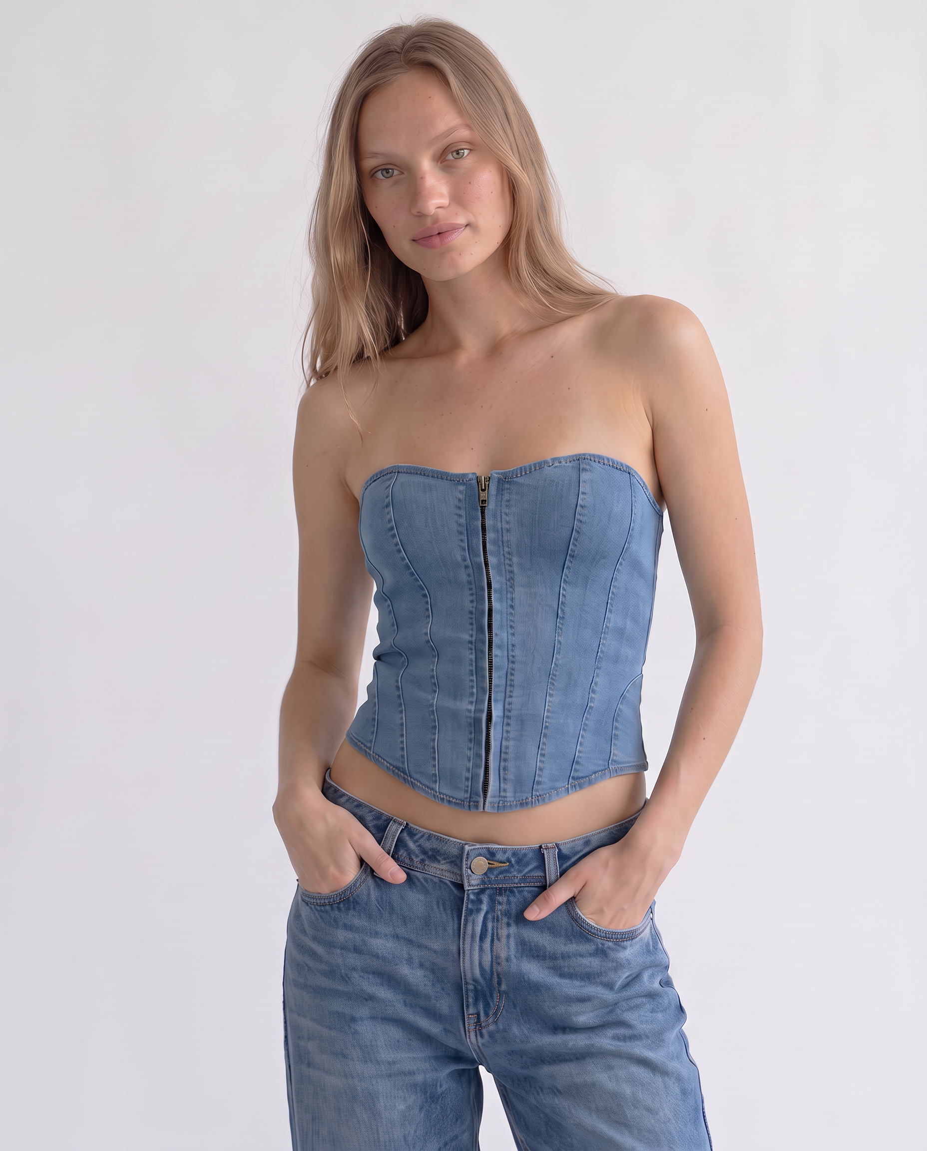 Dallas Denim Corset Top