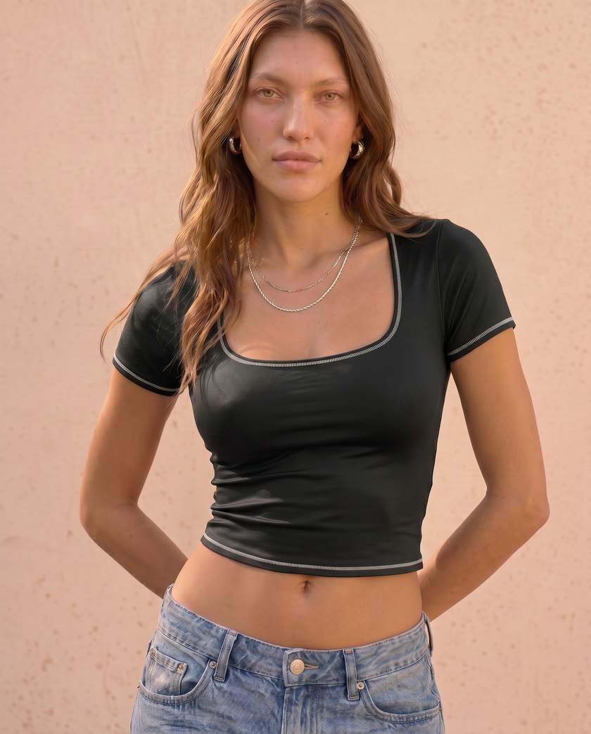 Genevra Contrast Trim Tee