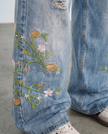 Briar Floral Embroidered Wide-Leg Jeans