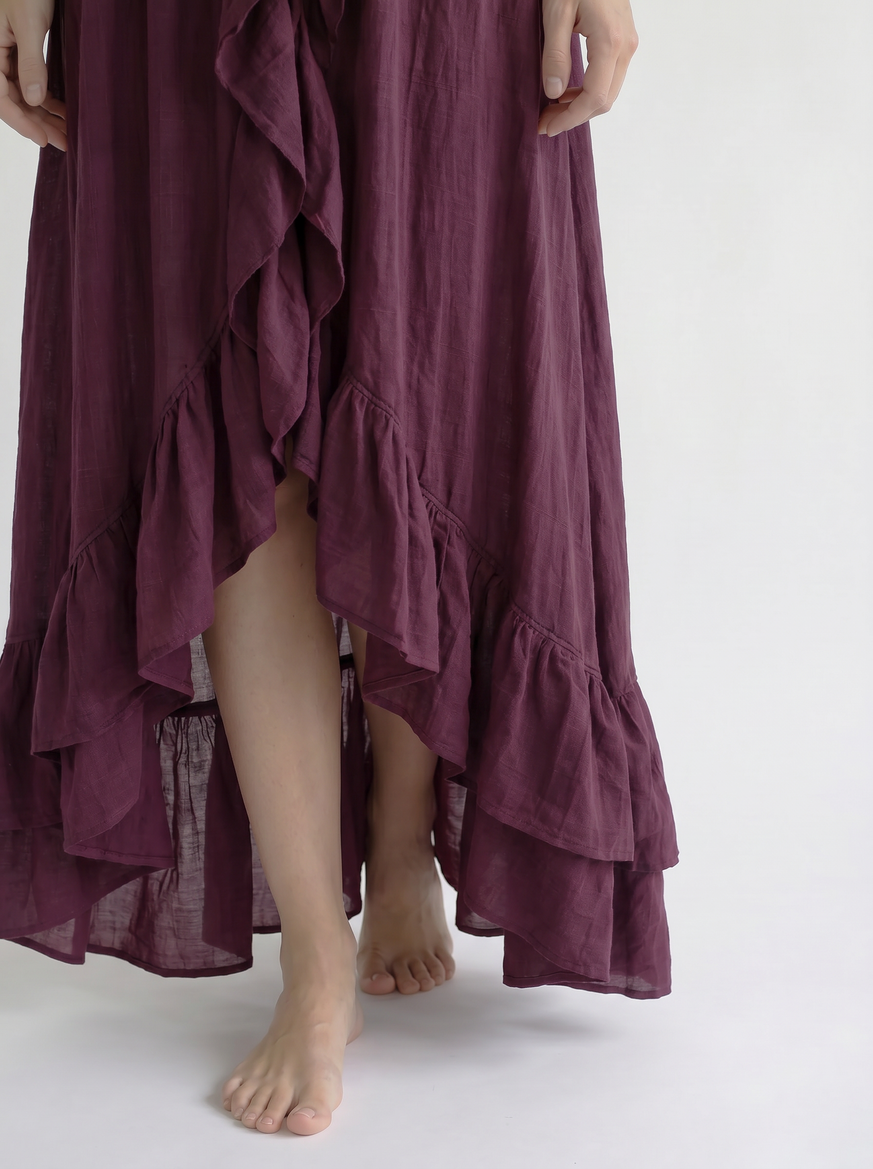 Sienna Ruffle-Trim Asymmetric Maxi Dress