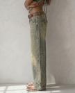 Sable Washed Olive Wide-Leg Jeans