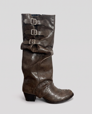 Vega Buckle Strap Slouch Knee-High Boots