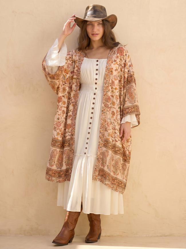 Beulah Button-Front Tiered Midi Dress