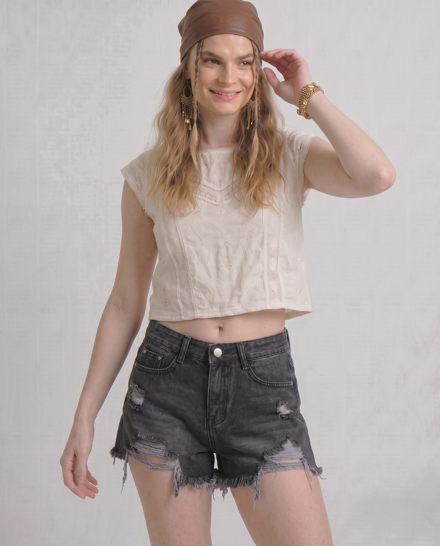 Raine Distressed Denim Shorts