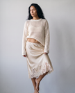 Blythe Satin Lace-Trim Skirt