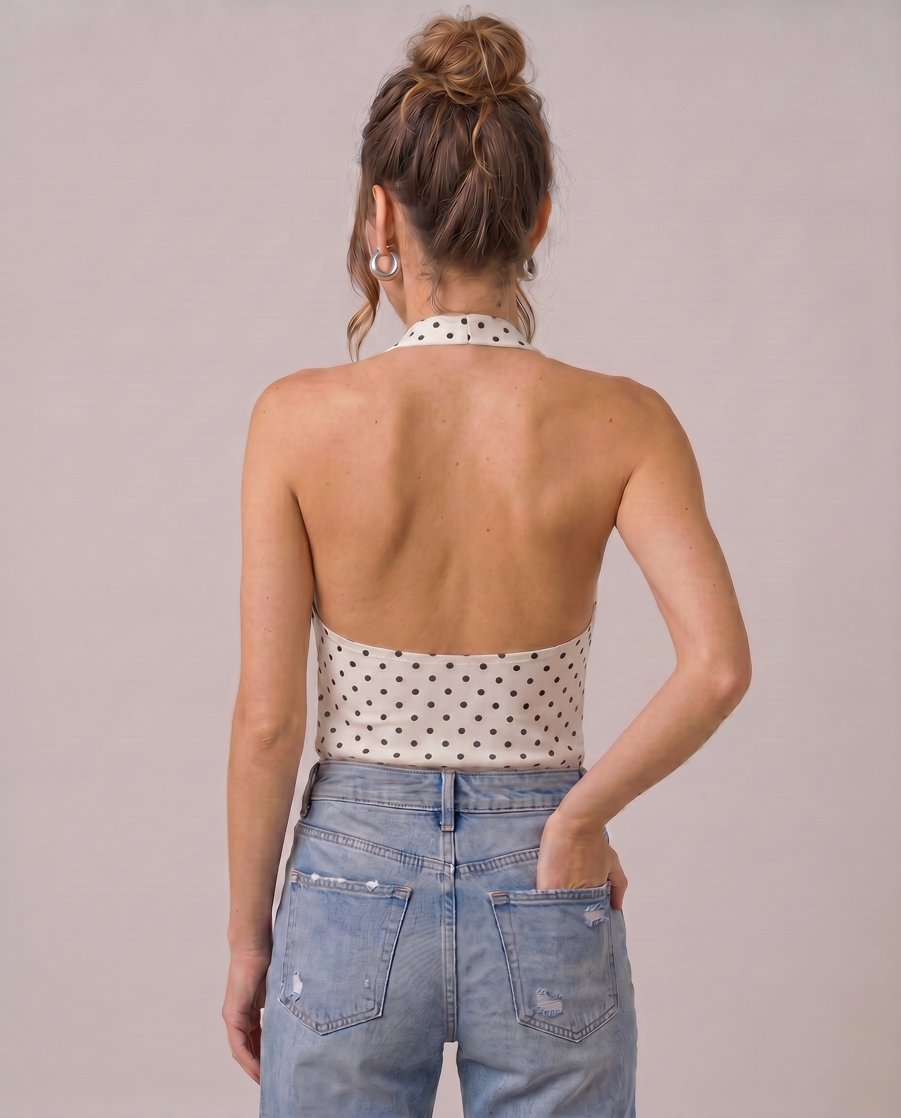 Adalee Halter Polka Dot Top