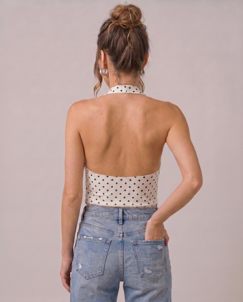 Adalee Halter Polka Dot Top